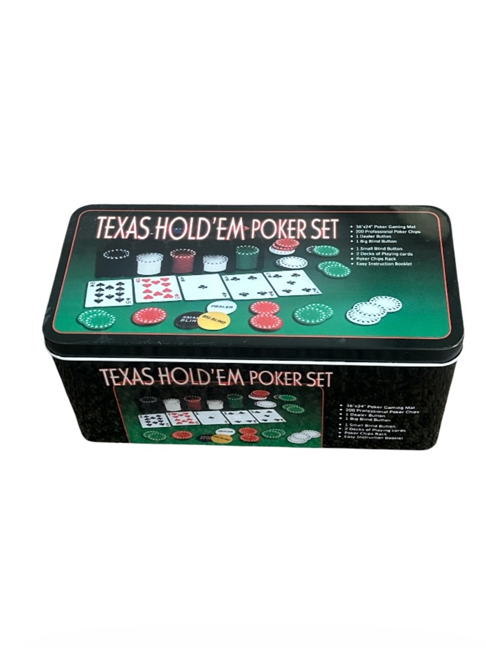 Texas Hold'em Poker Set - Tin Storage Case - 7 Lbs (Ship Alone)